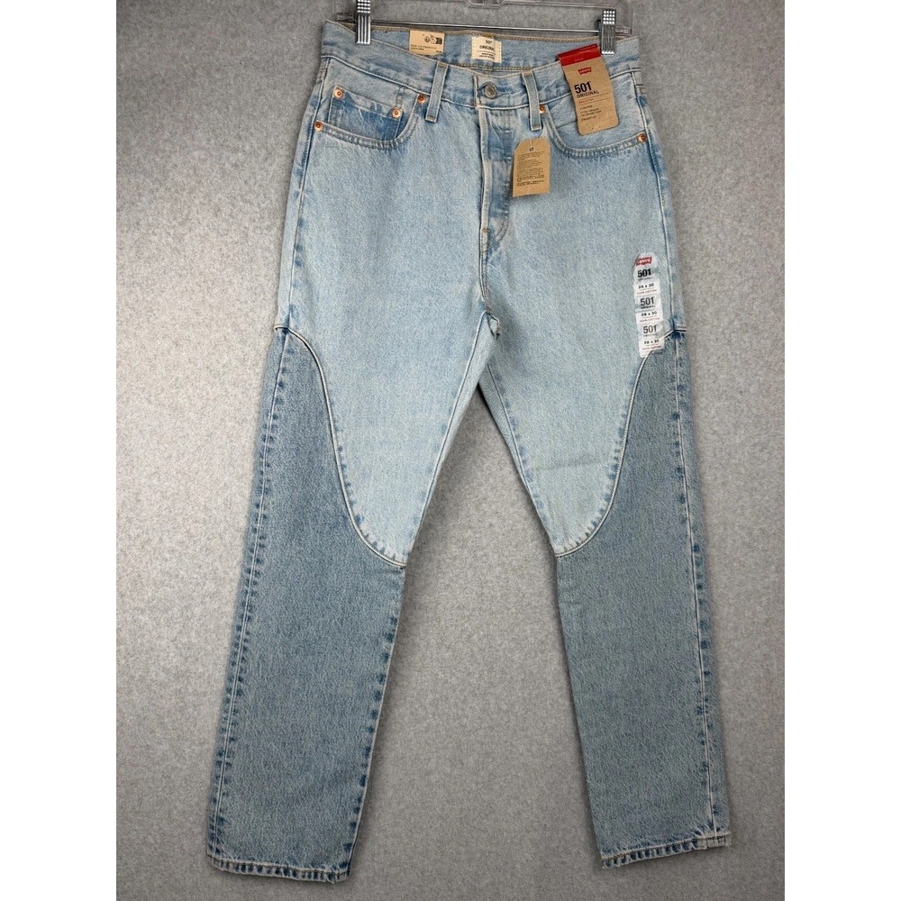 NWT Levi's 501 Original Light Wash Paneled Jeans W28 L30 100% Cotton